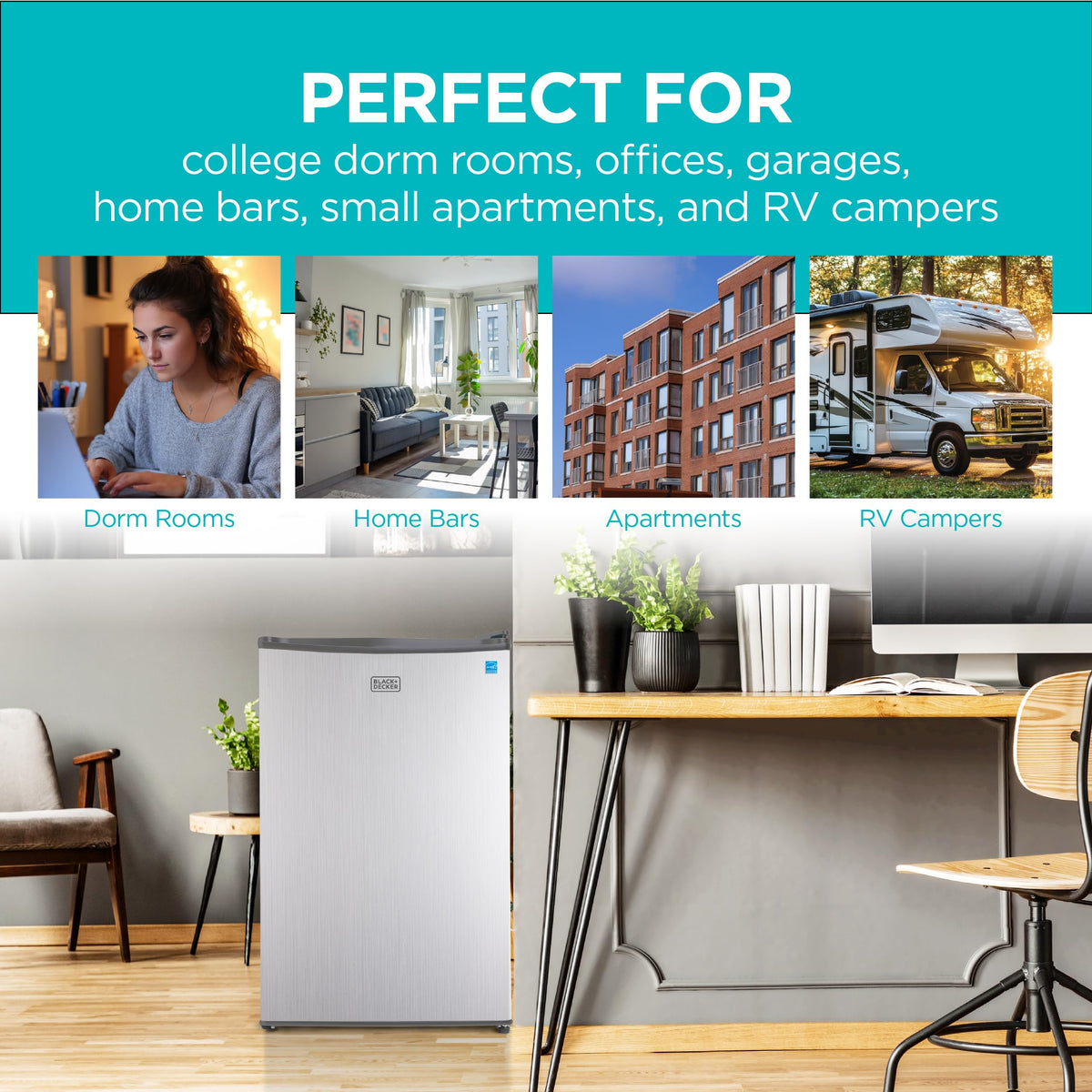 BLACK+DECKER 2.5 Cu. Ft. Compact Refrigerator, BCRK25V, Stainless Look Jansha Store