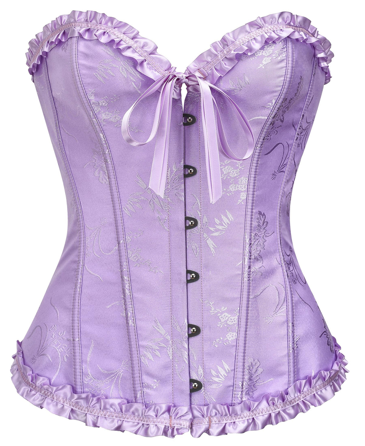 Overbust corset top folded to show the fabric and boning structure