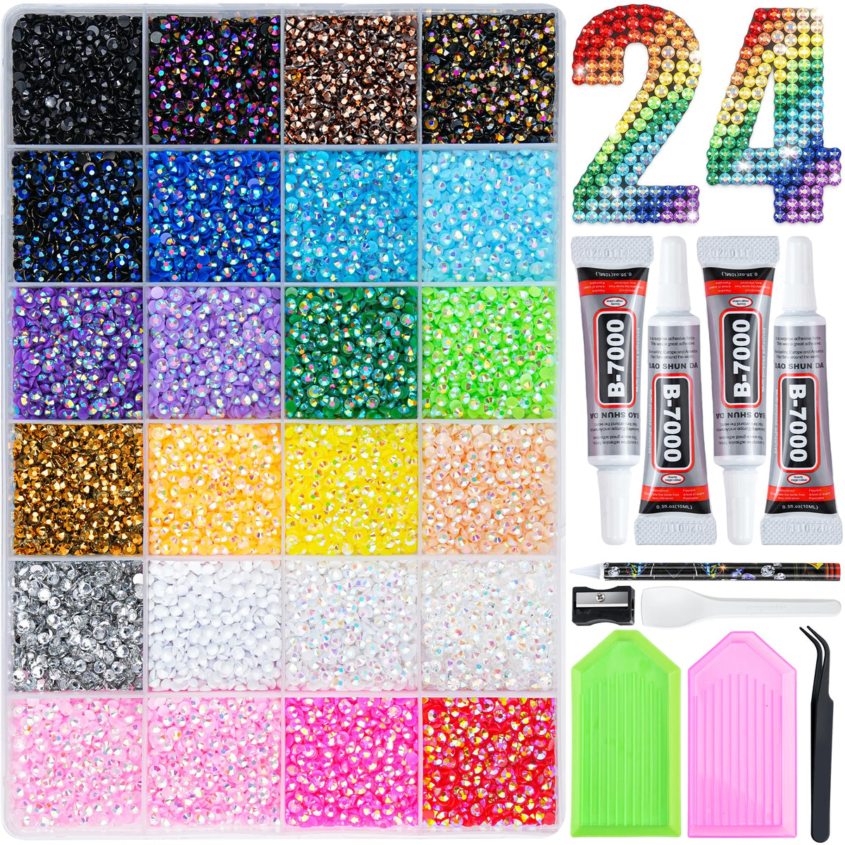 40000 Pcs Resin Jelly Rhinestones for Bedazzling, All-in-One Kit Jansha Store