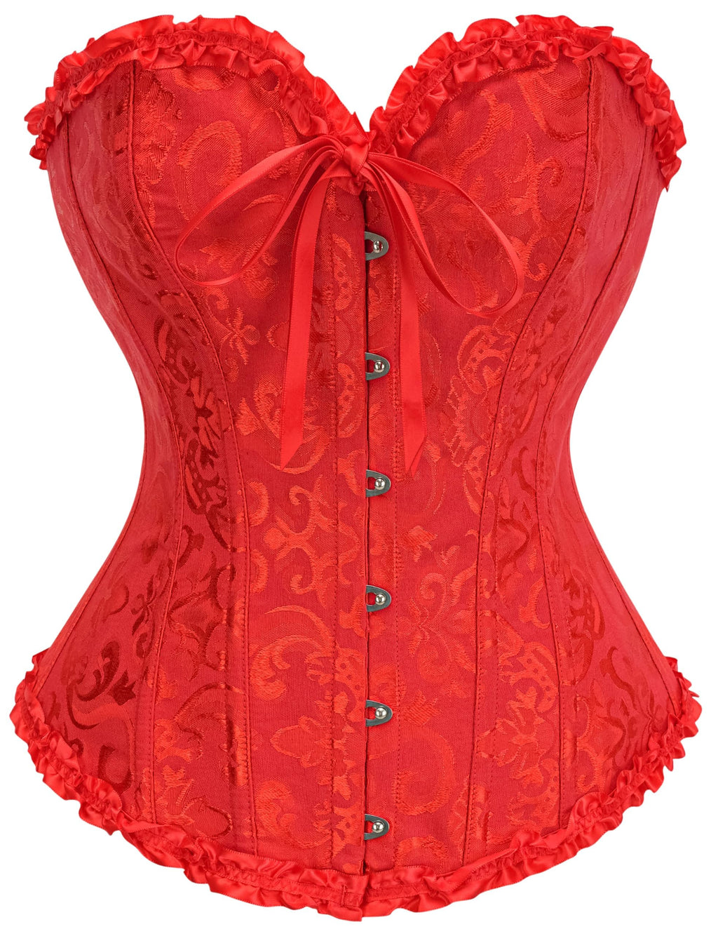 Overbust corset top laid flat showing the full front silhouette