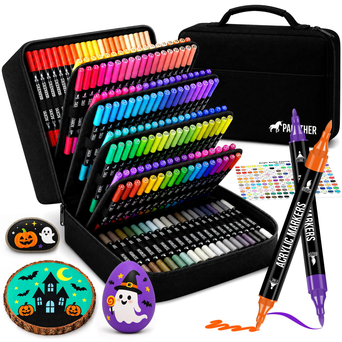 Pagather Acrylic Paint Markers, 72 Colors Dual Tip Fine & Brush Pens Set Jansha Store