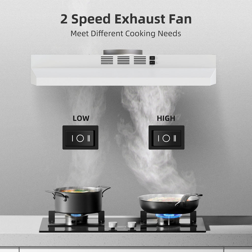 SNDOAS Range Hood 30 inch Under Cabinet, Ducted/Ductless Convertible Kitchen Hood, Stainless Steel Vent Hood with LED Light,Under Cabinet Hood with 2 Speed Exhaust Fan,Black Jansha Store