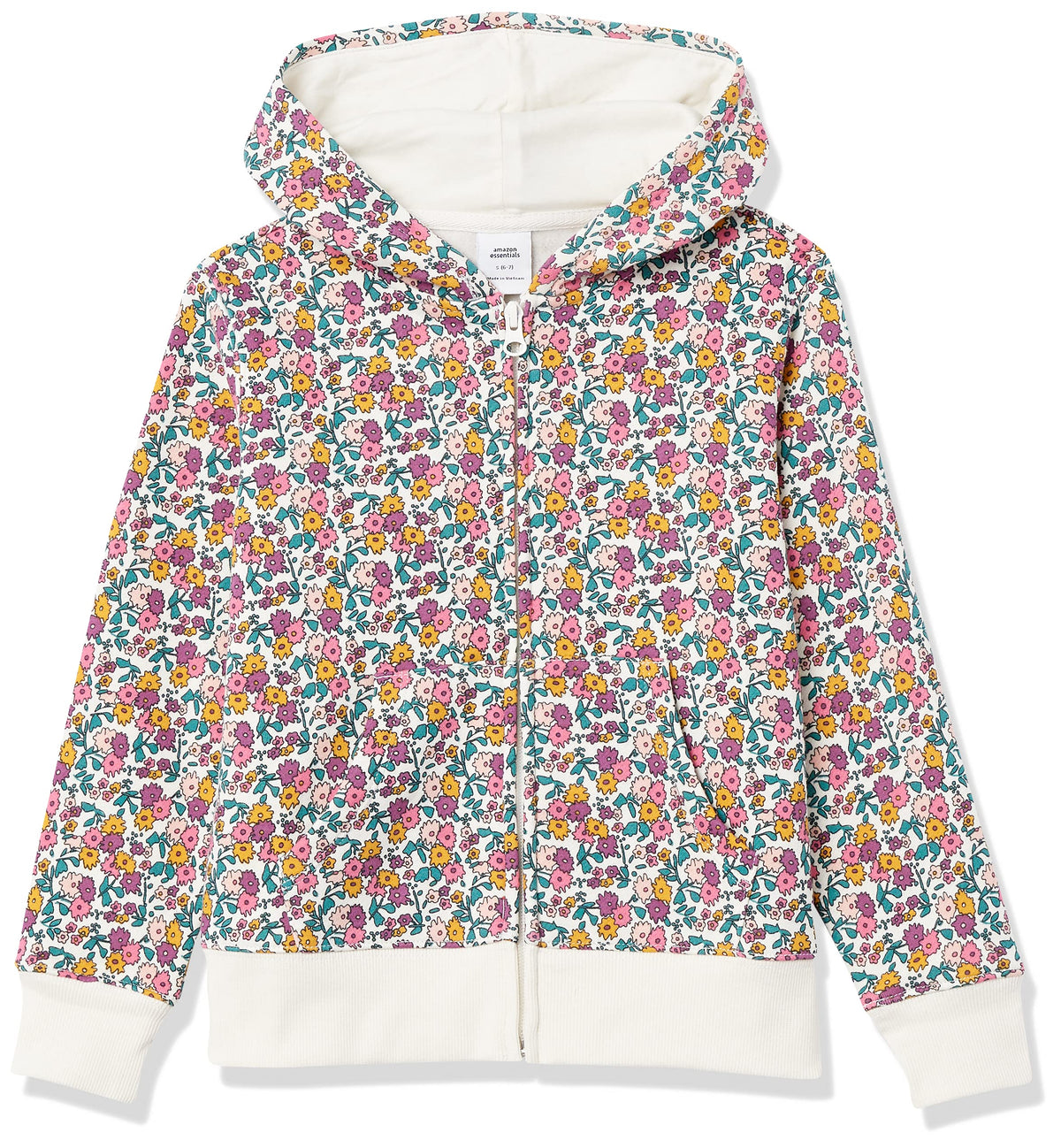 Amazon Essentials Girls and Toddlers' Fleece Zip-Up Hooded Sweatshirt with Lined Hood and Rib Knit Detail Jansha Store