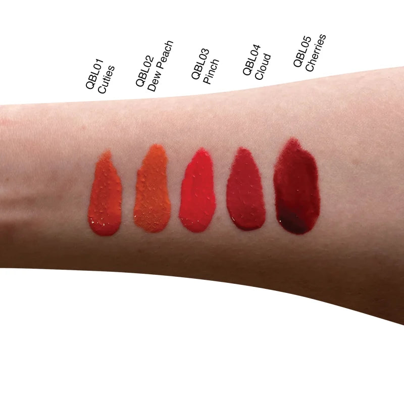 Liquid Face Cheek Blush Pinch tube with a blended rosy swatch, vegan and cruelty free cheek colour