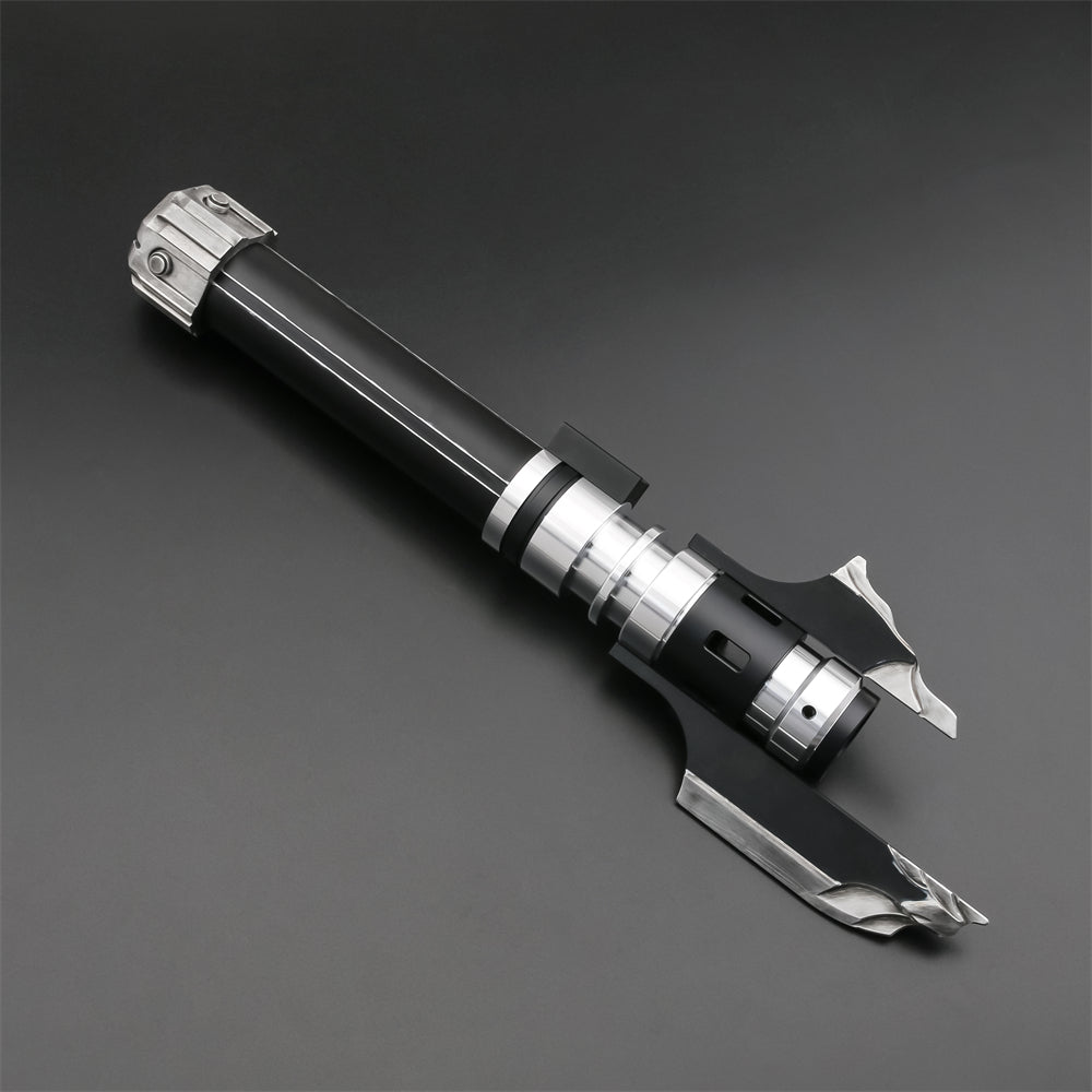 Malgus lightsaber hilt held in hand showing its shape