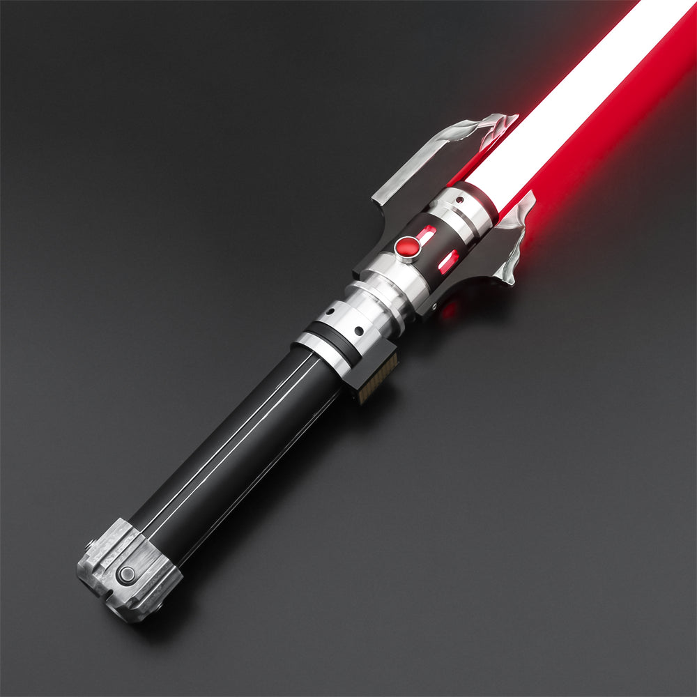 Malgus lightsaber hilt with its detailed curved grip design