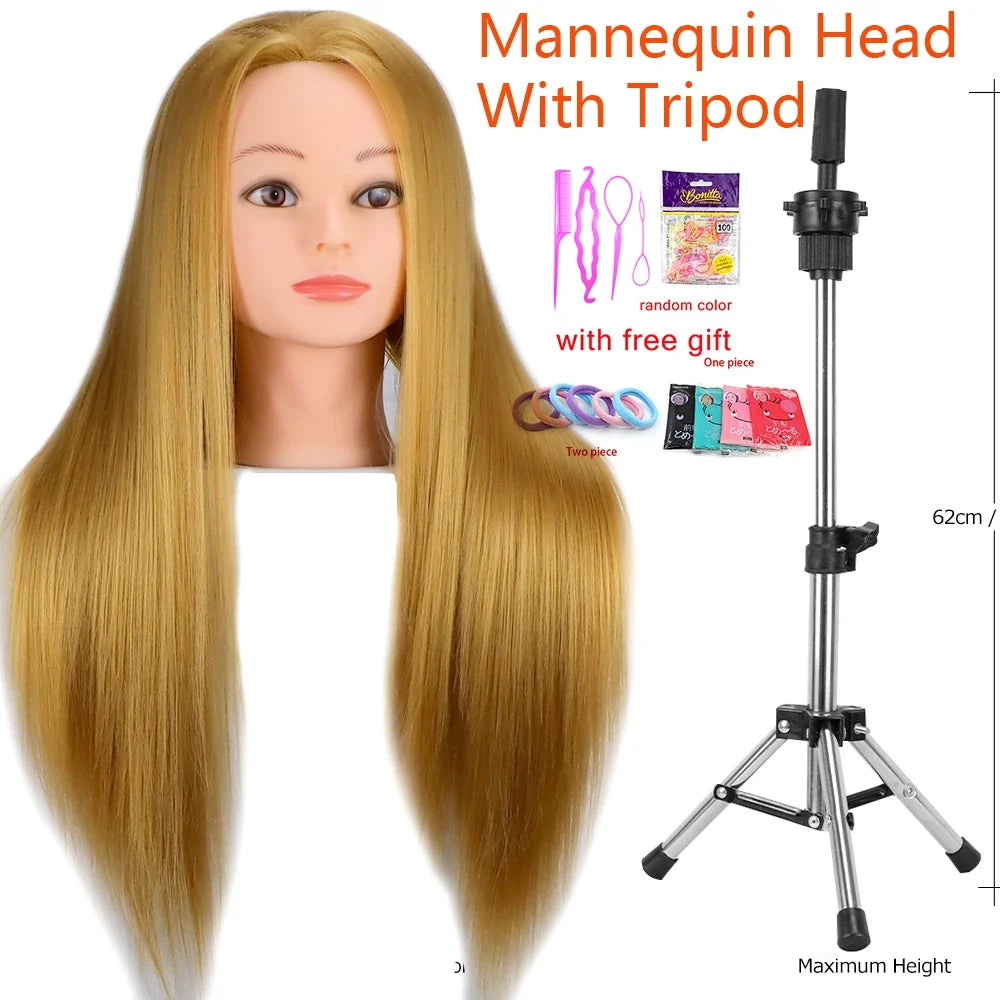Mannequin Head With Synthetic Hair For Styling-17