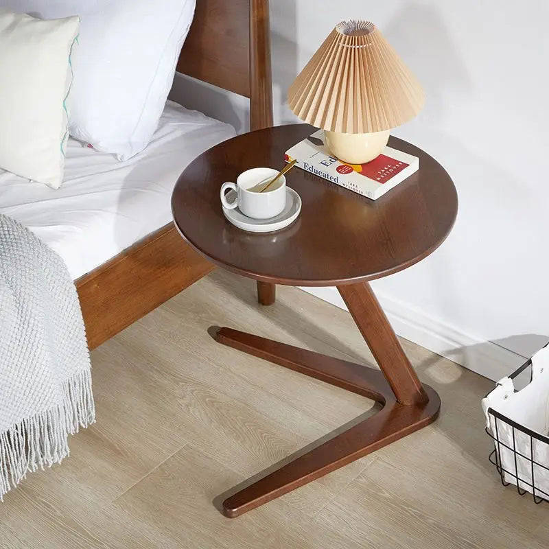 House Faction Solid Wood Edge Sofa Side Table - Walnut Finish-1