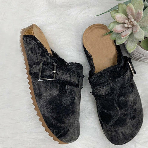 Flat Heel Round Toe Canvas Loafer Women's Vintage Clogs Jansha Store