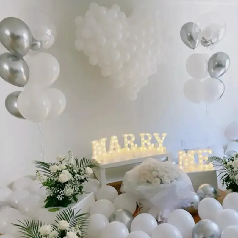 63-Piece Silver White Bride To Be Balloon Set: Bridal Bachelor Party Decorations-1