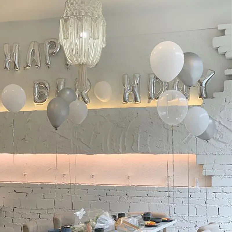 63-Piece Silver White Bride To Be Balloon Set: Bridal Bachelor Party Decorations-3