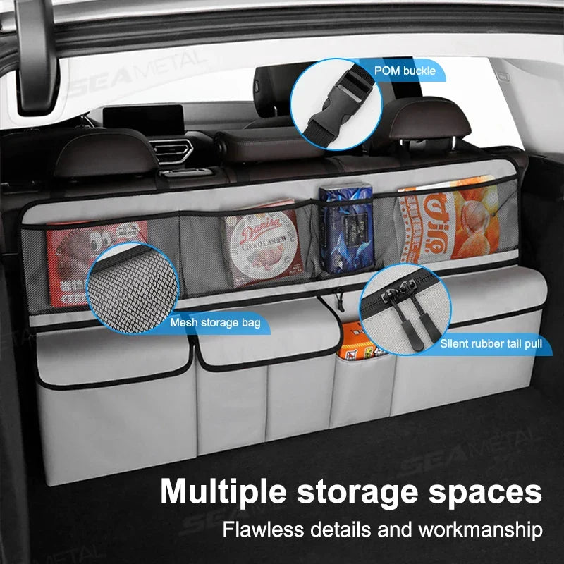 9-Pocket Car Seat Back Organizer Wear-Resistant Oxford Cloth Gray-2