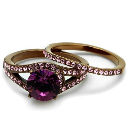 TK2745 - IP Coffee light Stainless Steel Ring with Top Grade Crystal Jansha Store