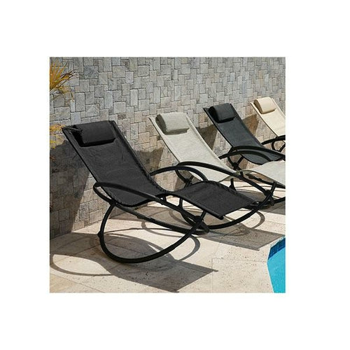 Zero Gravity Portable Foldable Rocking Chair Recliner Black Jansha Store