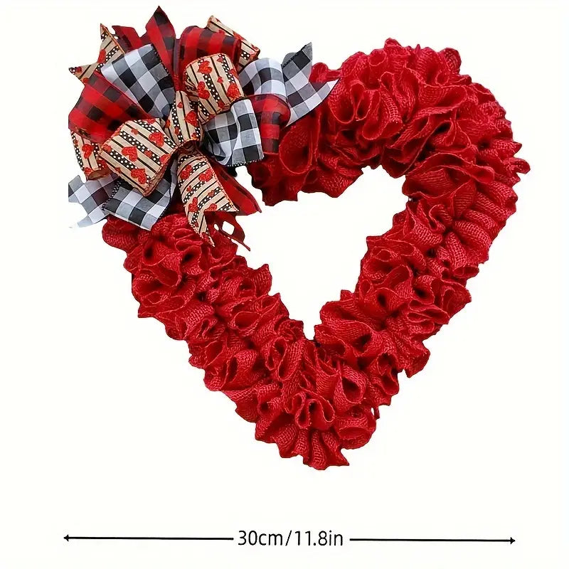 Valentine's Day Wrinkled Hemp Rope Heart-shaped Wreath-3