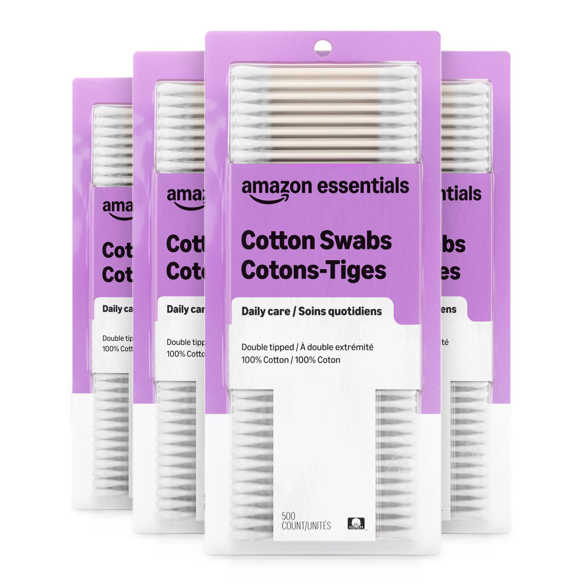 Amazon Basics Double-Tipped Cotton Swabs for Personal Hygiene and Baby Care, Cotton, Versatile, 500 Count - Jansha Store