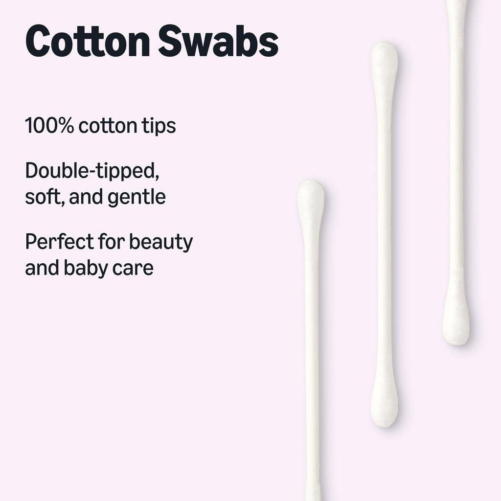 Amazon Basics Double-Tipped Cotton Swabs for Personal Hygiene and Baby Care, Cotton, Versatile, 500 Count - Jansha Store