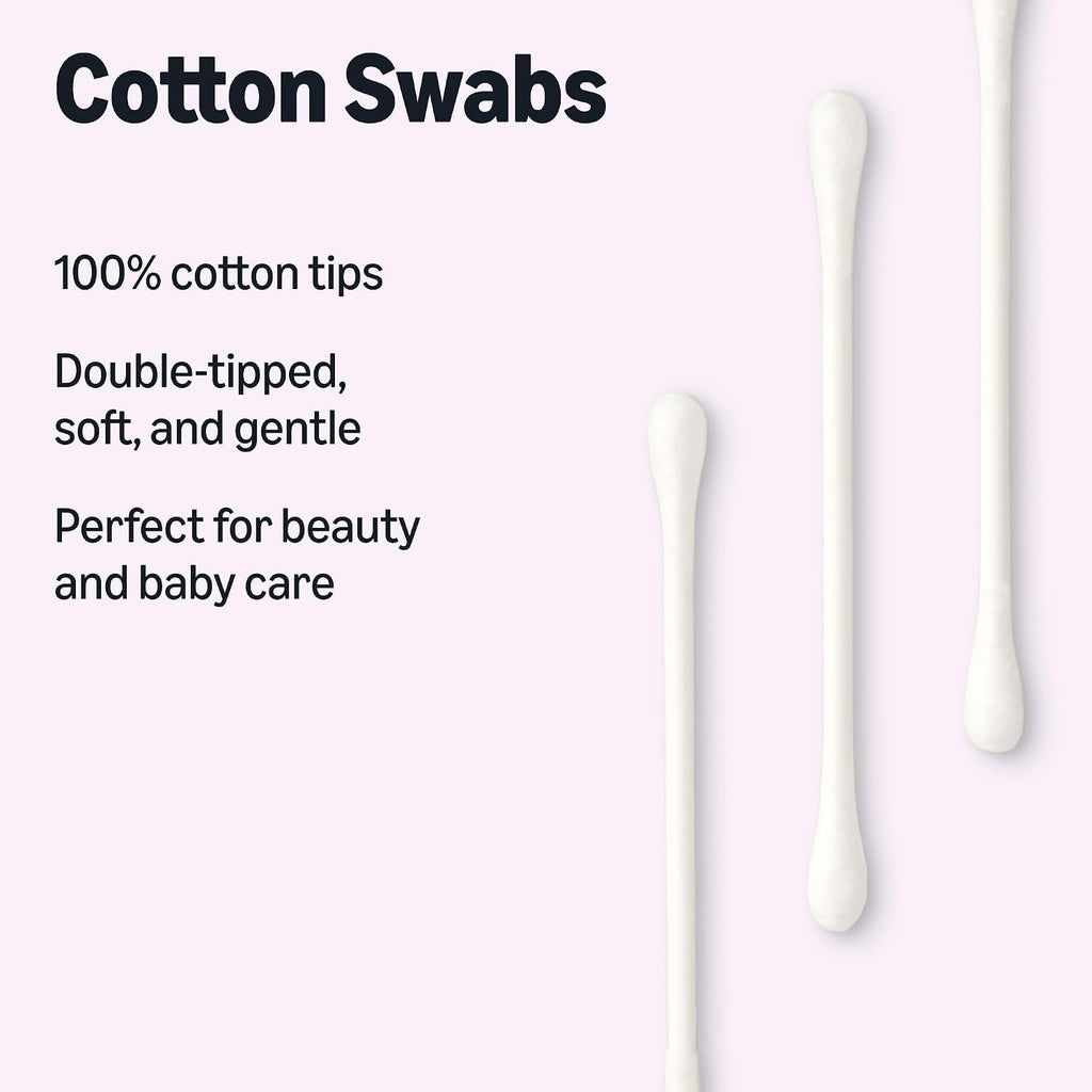 Amazon Basics Double-Tipped Cotton Swabs for Personal Hygiene and Baby Care, Cotton, Versatile, 500 Count - Jansha Store