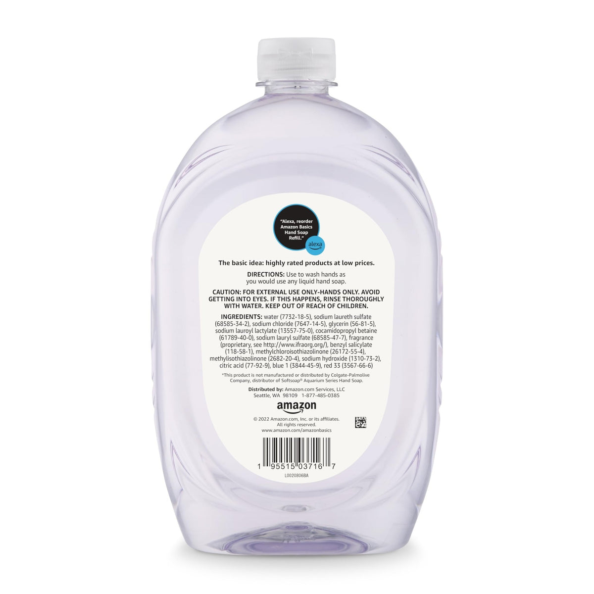 Amazon Basics Gentle & Mild Clear Liquid Hand Soap Refill, Triclosan-Free, Dermatologist-Tested, pH Balanced, Cruelty-Free, 50 Fluid Ounces, 1-Pack (Previously Solimo) - Jansha Store