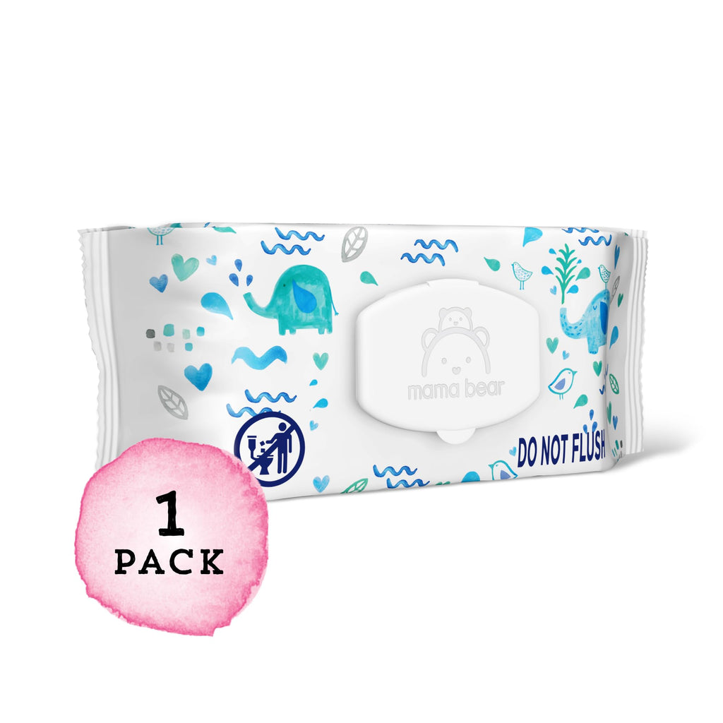 Amazon Brand - Mama Bear 99% Water Baby Wipes, Hypoallergenic, Fragrance Free,72 Count (Pack of 6) - Jansha Store