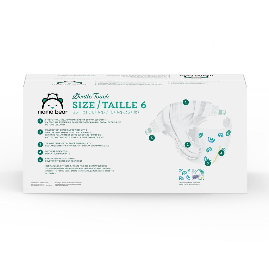 Amazon Brand - Mama Bear Gentle Touch Baby Diapers, Size 5, 27+ lb, Leak Protection, 12 Hours Protection, Wetness Indicator, Hypoallergenic, 132 Count (4 packs of 33) - Jansha Store
