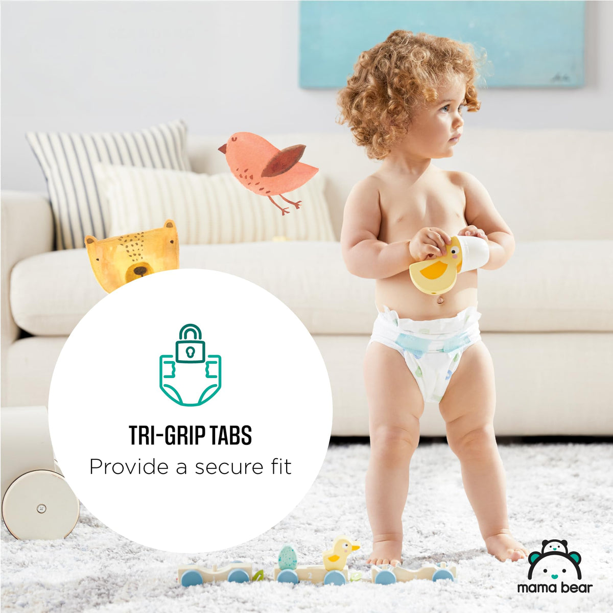 Amazon Brand - Mama Bear Gentle Touch Baby Diapers, Size 5, 27+ lb, Leak Protection, 12 Hours Protection, Wetness Indicator, Hypoallergenic, 132 Count (4 packs of 33) - Jansha Store