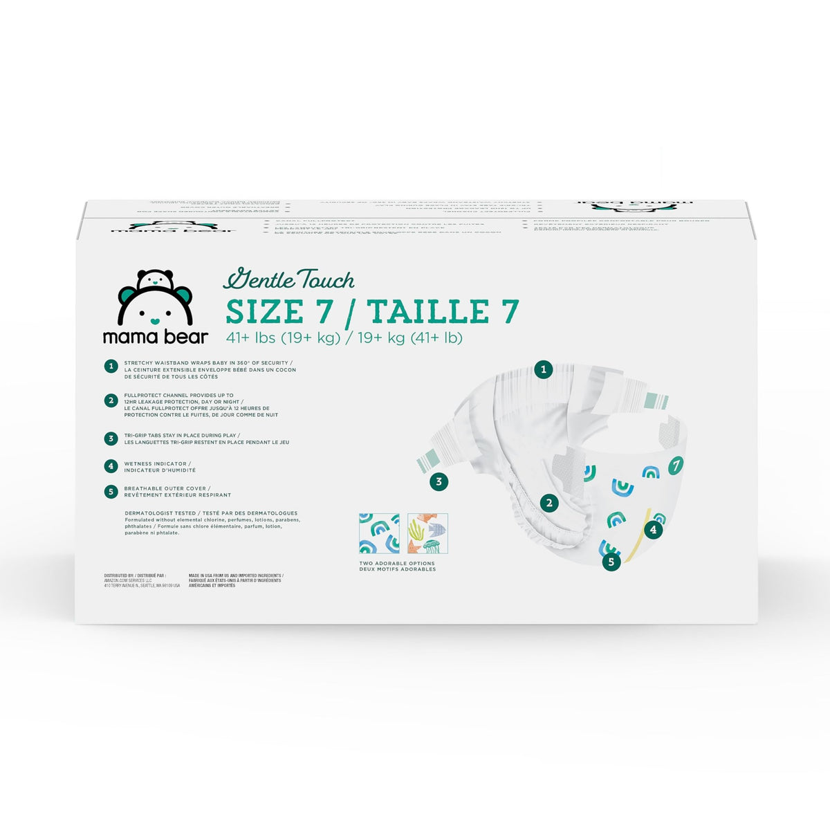 Amazon Brand - Mama Bear Gentle Touch Baby Diapers, Size 5, 27+ lb, Leak Protection, 12 Hours Protection, Wetness Indicator, Hypoallergenic, 132 Count (4 packs of 33) - Jansha Store