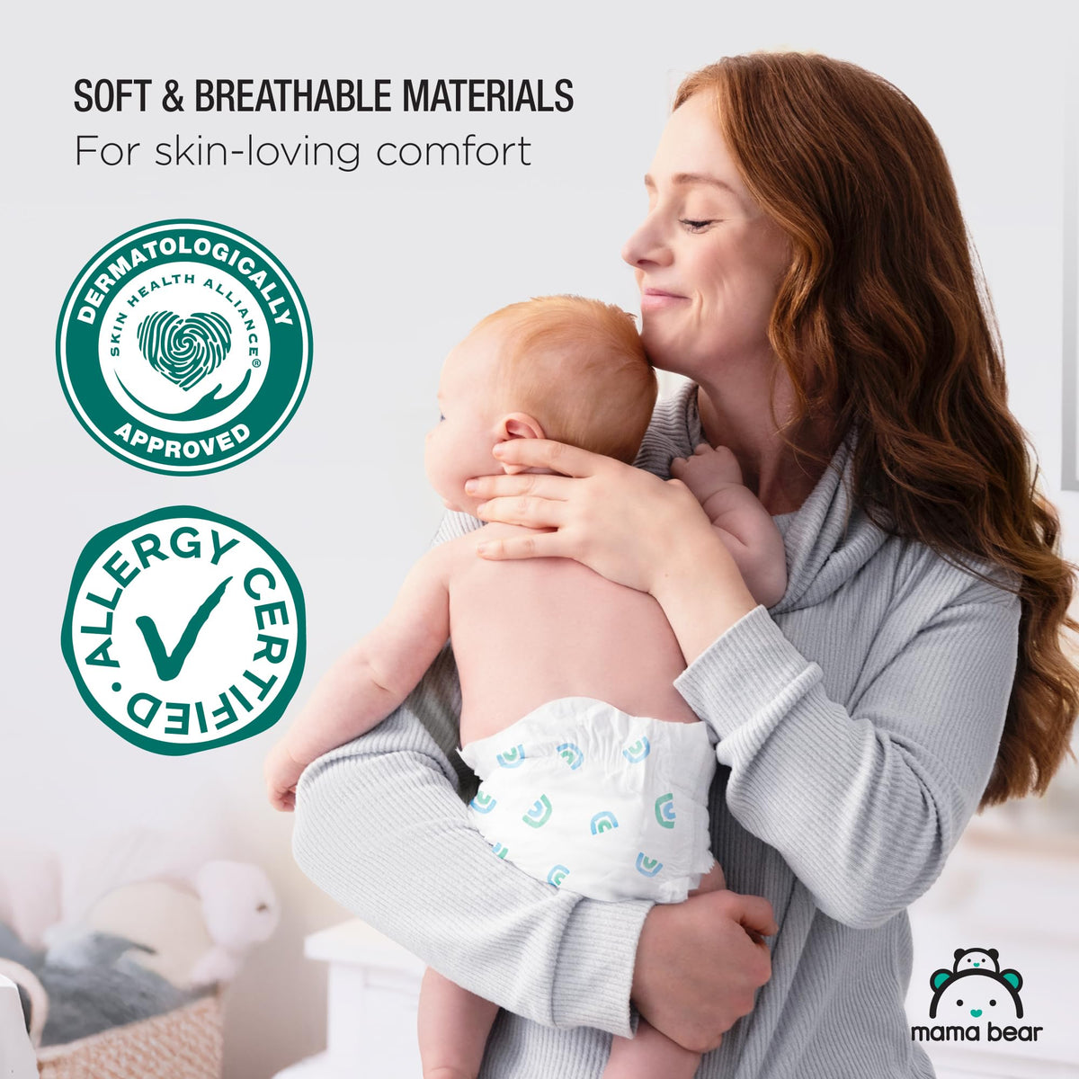 Amazon Brand - Mama Bear Gentle Touch Baby Diapers, Size 5, 27+ lb, Leak Protection, 12 Hours Protection, Wetness Indicator, Hypoallergenic, 132 Count (4 packs of 33) - Jansha Store