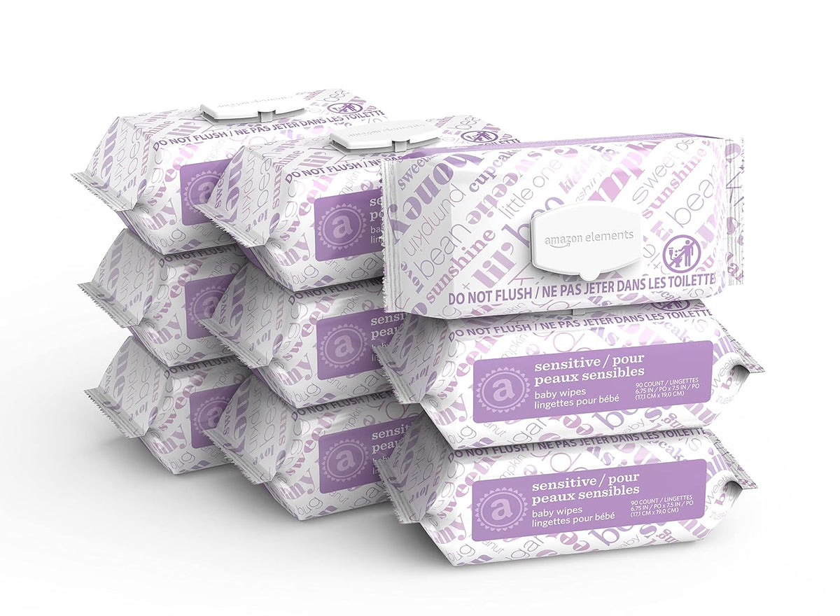 Amazon Elements Baby Wipes, Sensitive, 810 Count Flip-Top Packs - Jansha Store