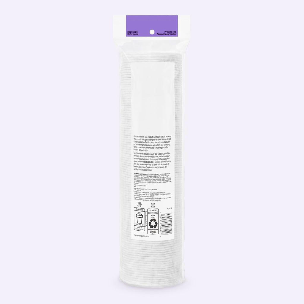 Amazon Essentials 100% Cotton Rounds, 100 Count (Previously Amazon Basics) - Jansha Store