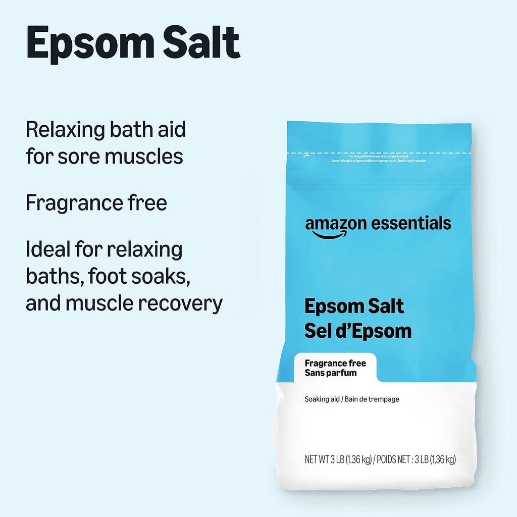 Amazon Essentials Epsom Salt Soak, Magnesium Sulfate USP, 3 Pound, 1-Pack (Previously Amazon Basics) - Jansha Store