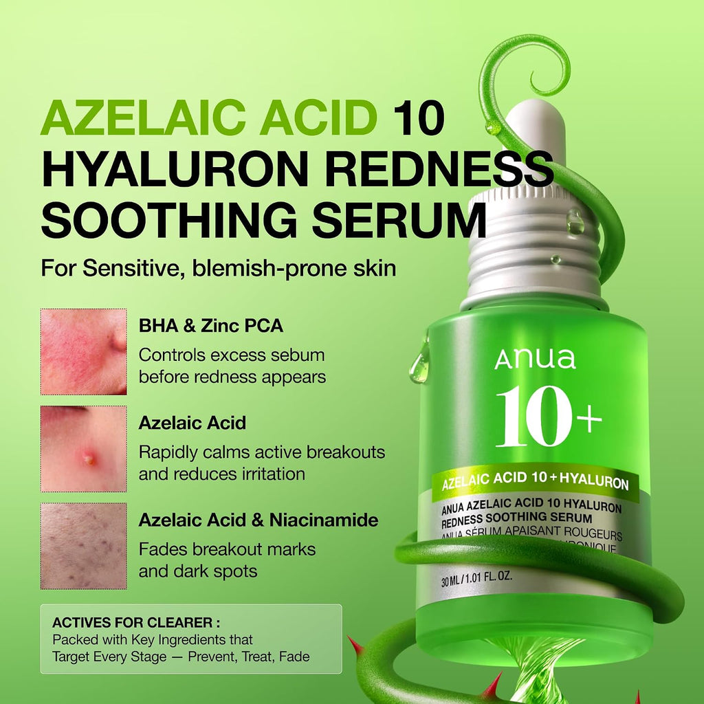 Anua Azelaic Acid 10 Hyaluron Redness Soothing Serum, 1.01 fl oz - Jansha Store