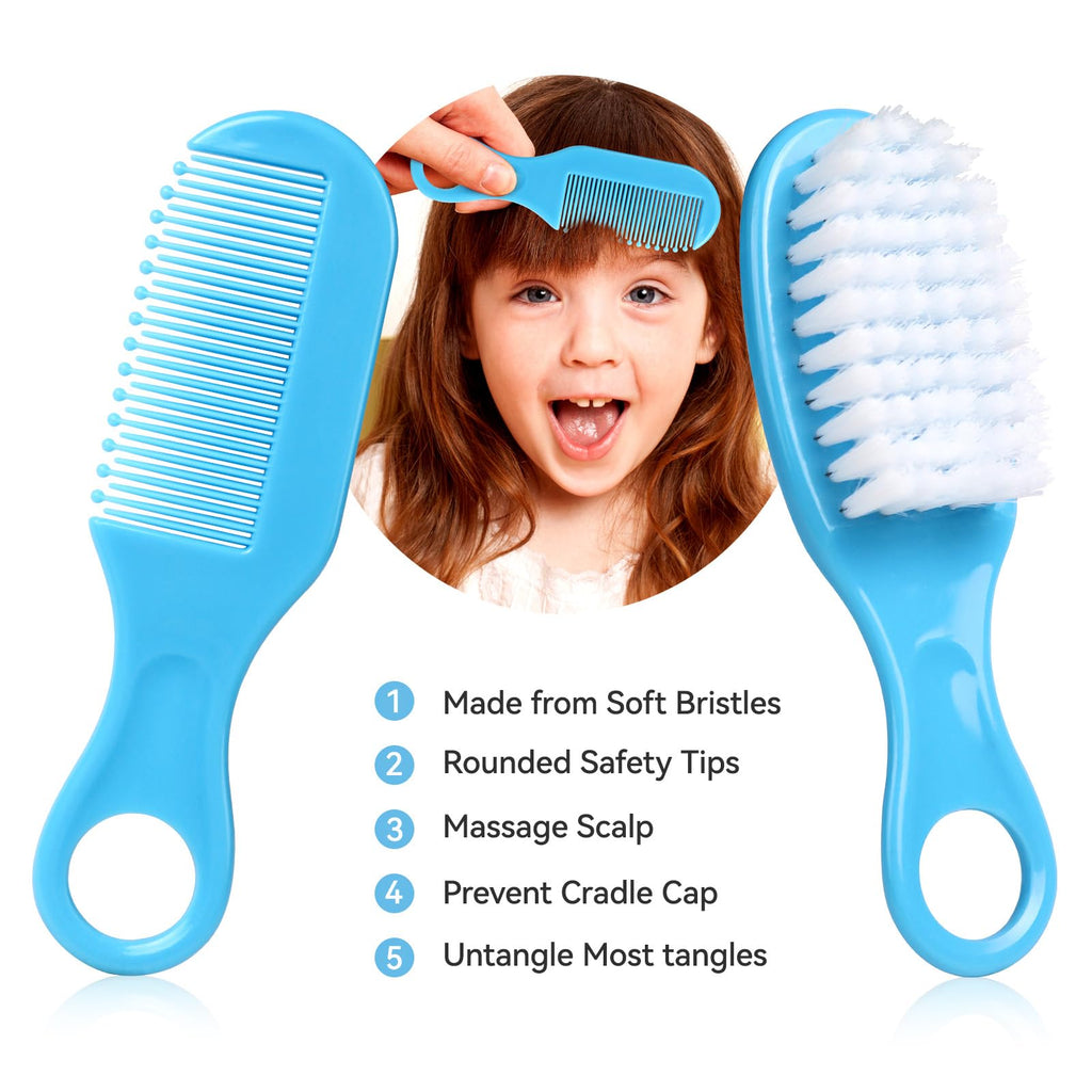 Baby Grooming Kit, Infant Safety Care Set with Hair Brush Comb Nail Clipper Nasal Aspirator,Baby Essentials Kit for Newborn Girls Boys (Grey White) - Jansha Store