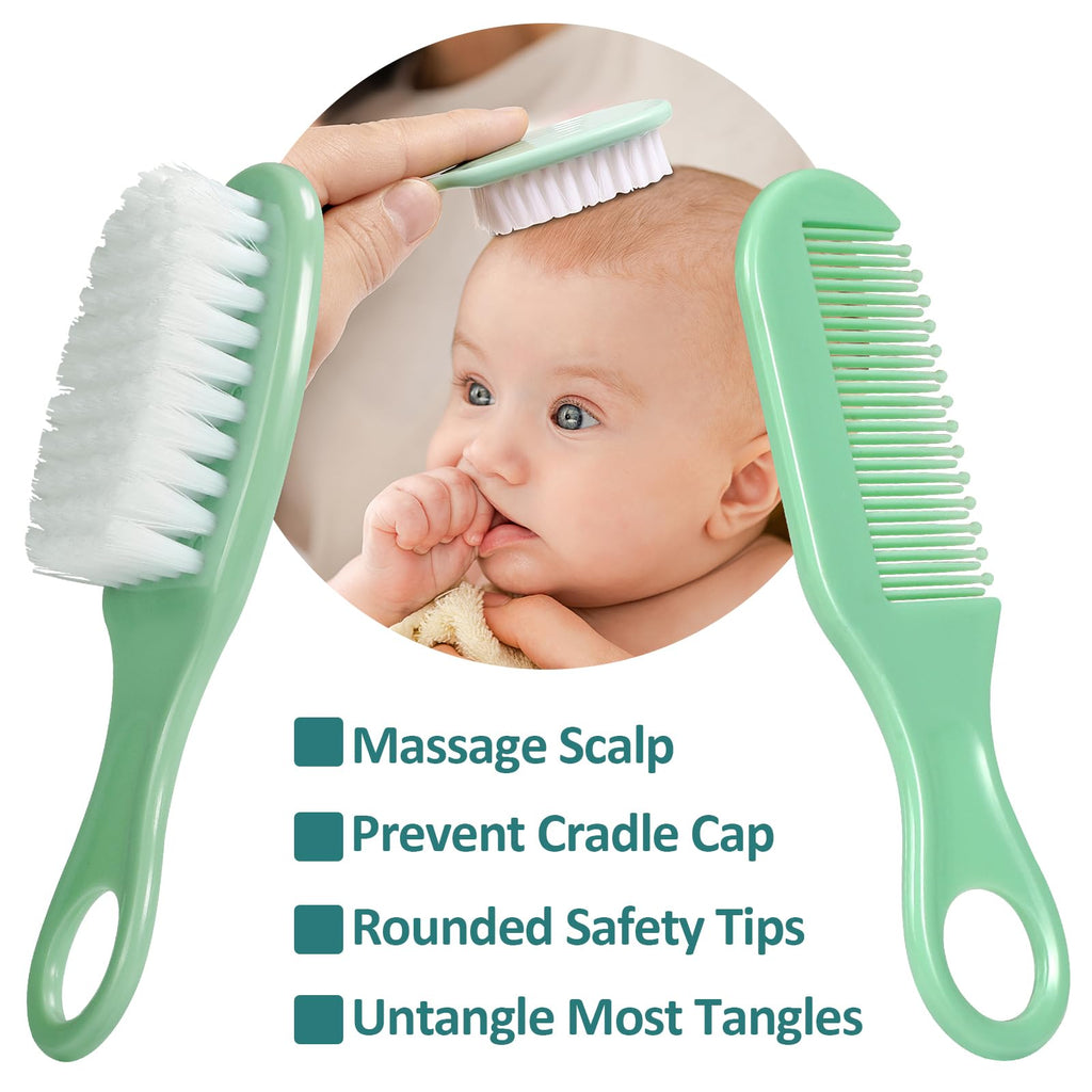 Baby Grooming Kit, Infant Safety Care Set with Hair Brush Comb Nail Clipper Nasal Aspirator,Baby Essentials Kit for Newborn Girls Boys (Grey White) - Jansha Store