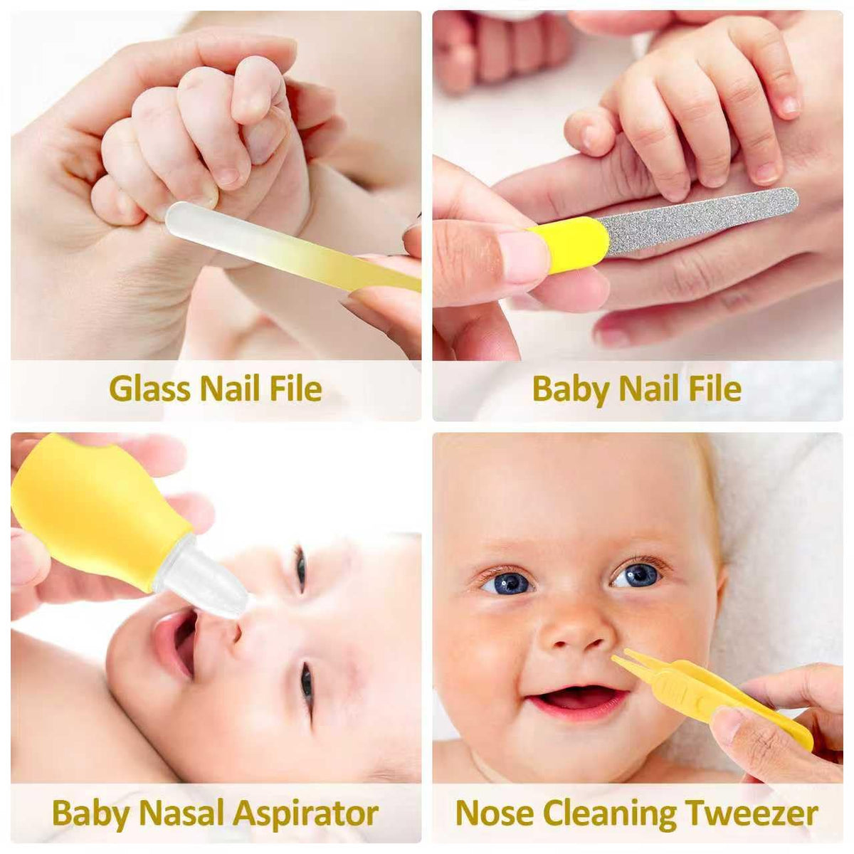 Baby Grooming Kit, Infant Safety Care Set with Hair Brush Comb Nail Clipper Nasal Aspirator,Baby Essentials Kit for Newborn Girls Boys (Grey White) - Jansha Store