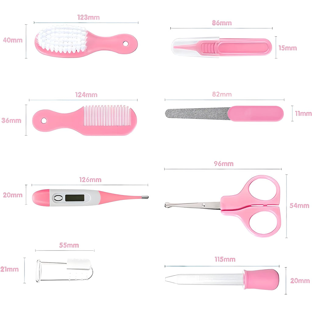 Baby Grooming Kit, Infant Safety Care Set with Hair Brush Comb Nail Clipper Nasal Aspirator,Baby Essentials Kit for Newborn Girls Boys (Grey White) - Jansha Store