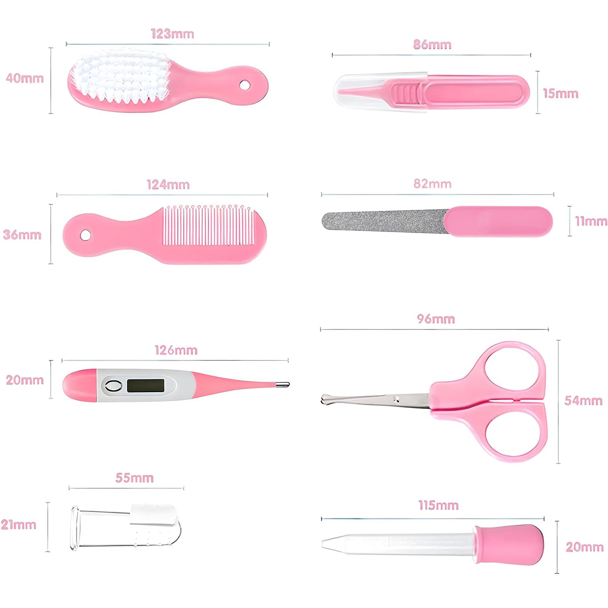 Baby Grooming Kit, Infant Safety Care Set with Hair Brush Comb Nail Clipper Nasal Aspirator,Baby Essentials Kit for Newborn Girls Boys (Grey White) - Jansha Store