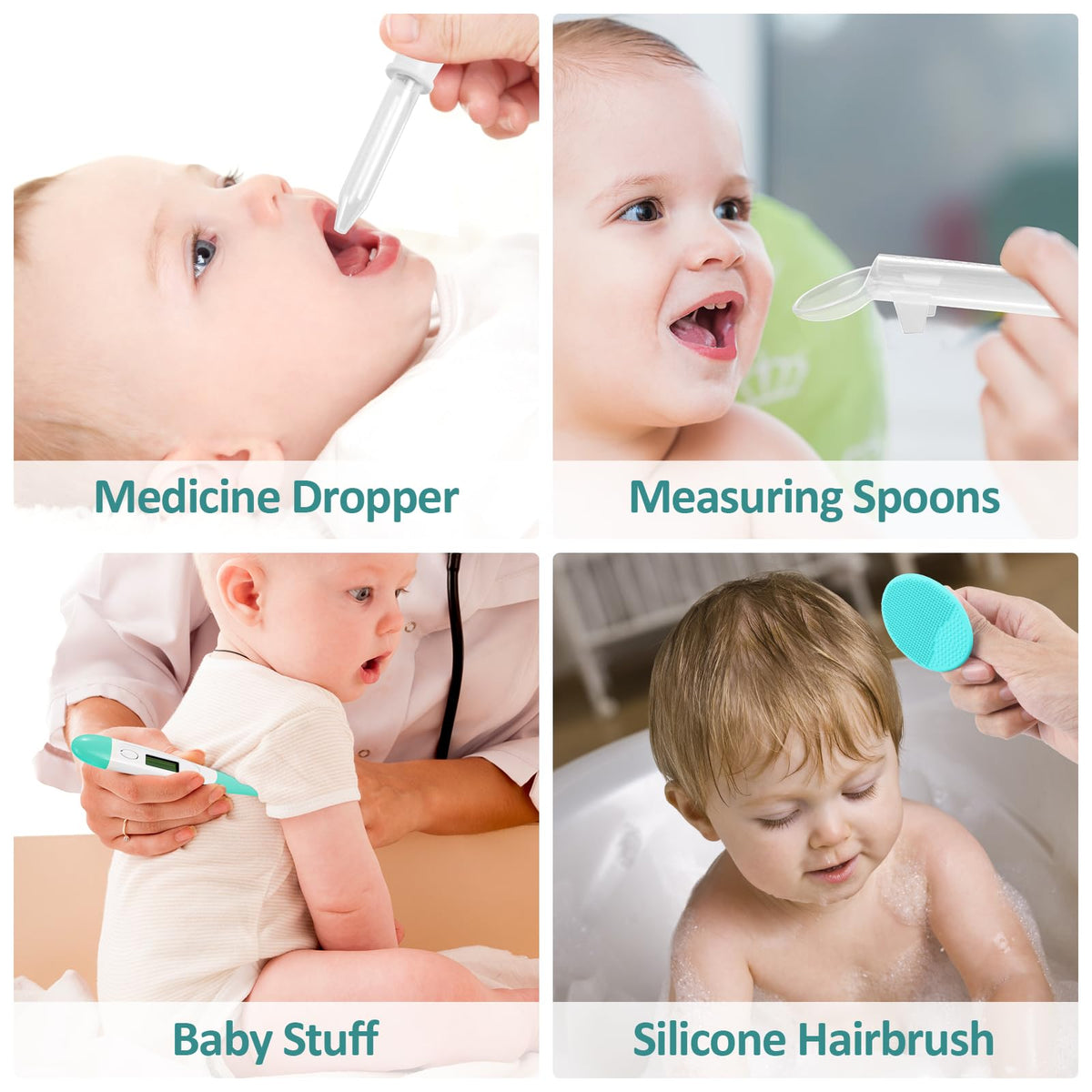 Baby Grooming Kit, Infant Safety Care Set with Hair Brush Comb Nail Clipper Nasal Aspirator,Baby Essentials Kit for Newborn Girls Boys (Grey White) - Jansha Store