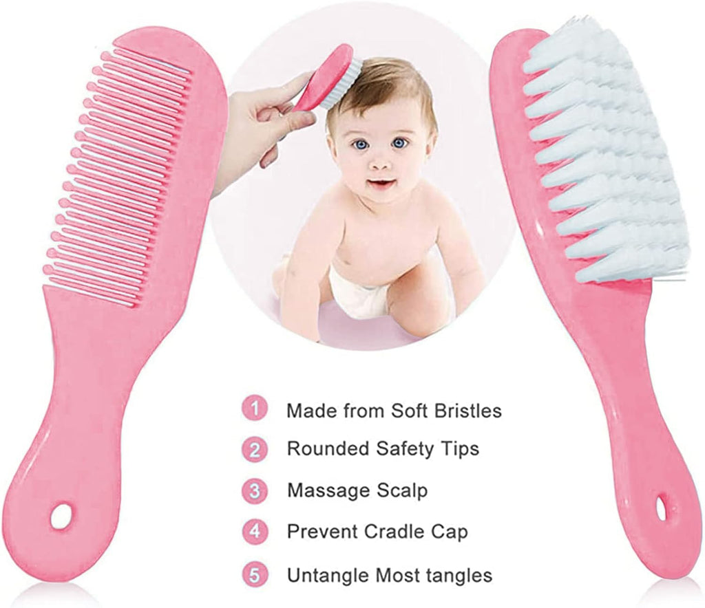 Baby Grooming Kit, Infant Safety Care Set with Hair Brush Comb Nail Clipper Nasal Aspirator,Baby Essentials Kit for Newborn Girls Boys (Grey White) - Jansha Store