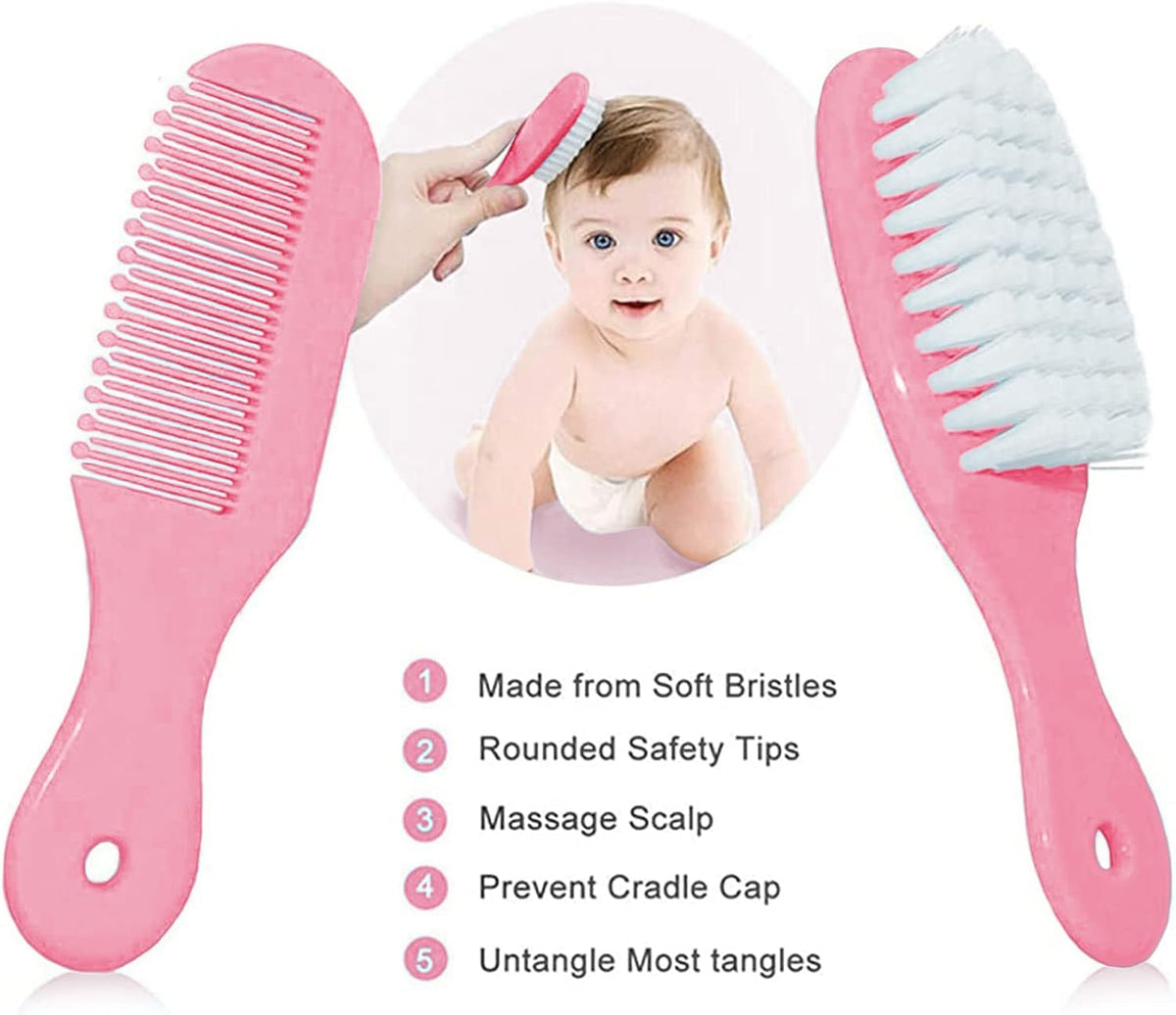 Baby Grooming Kit, Infant Safety Care Set with Hair Brush Comb Nail Clipper Nasal Aspirator,Baby Essentials Kit for Newborn Girls Boys (Grey White) - Jansha Store