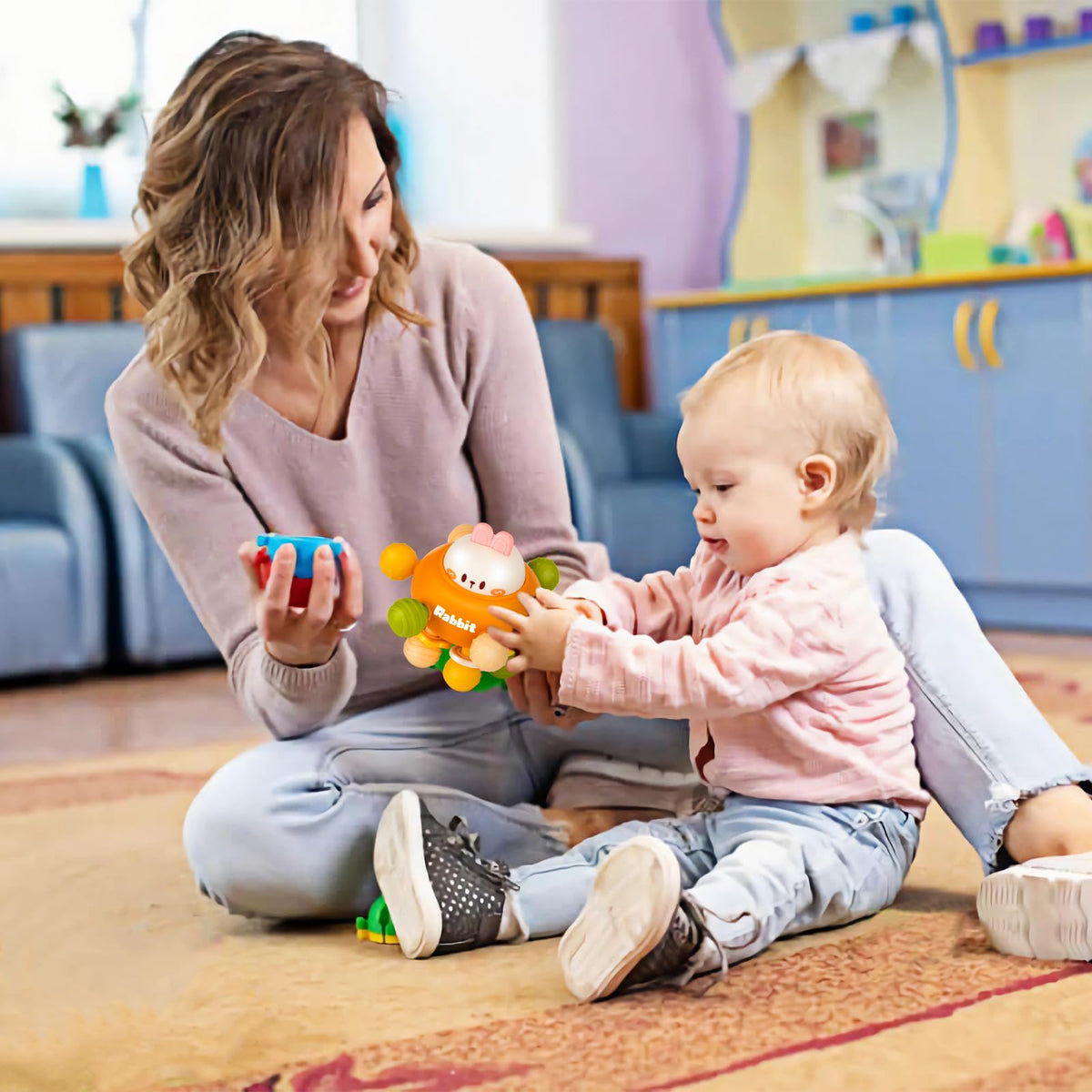 Baby Montessori Sensory Teething Toy 0-6 6-12 Months, Teether Ball & Rattle - Jansha Store
