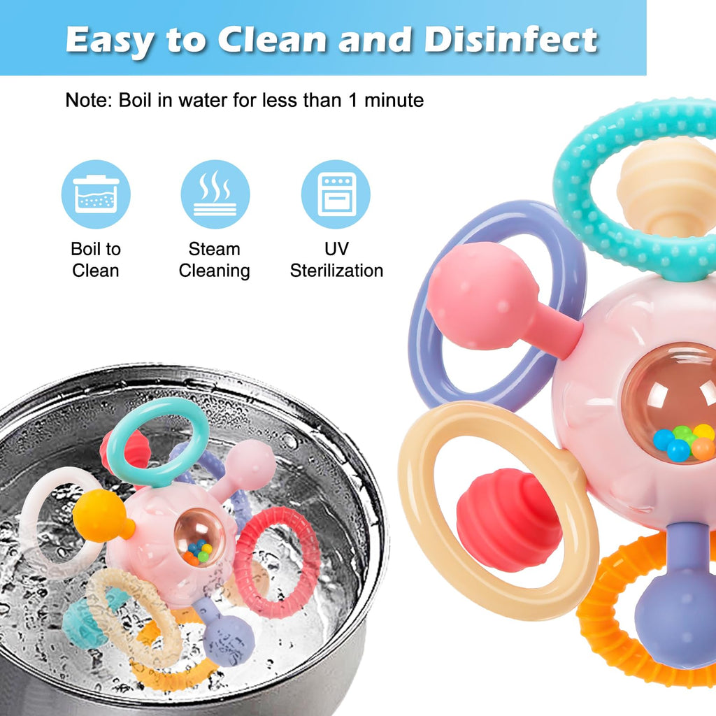 Baby Montessori Sensory Teething Toy 0-6 6-12 Months, Teether Ball & Rattle - Jansha Store