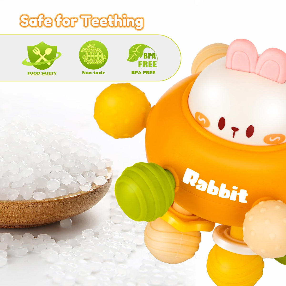 Baby Montessori Sensory Teething Toy 0-6 6-12 Months, Teether Ball & Rattle - Jansha Store