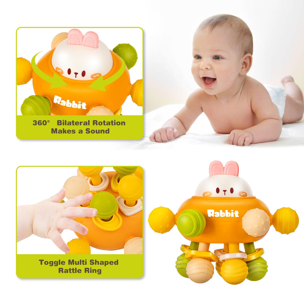 Baby Montessori Sensory Teething Toy 0-6 6-12 Months, Teether Ball & Rattle - Jansha Store