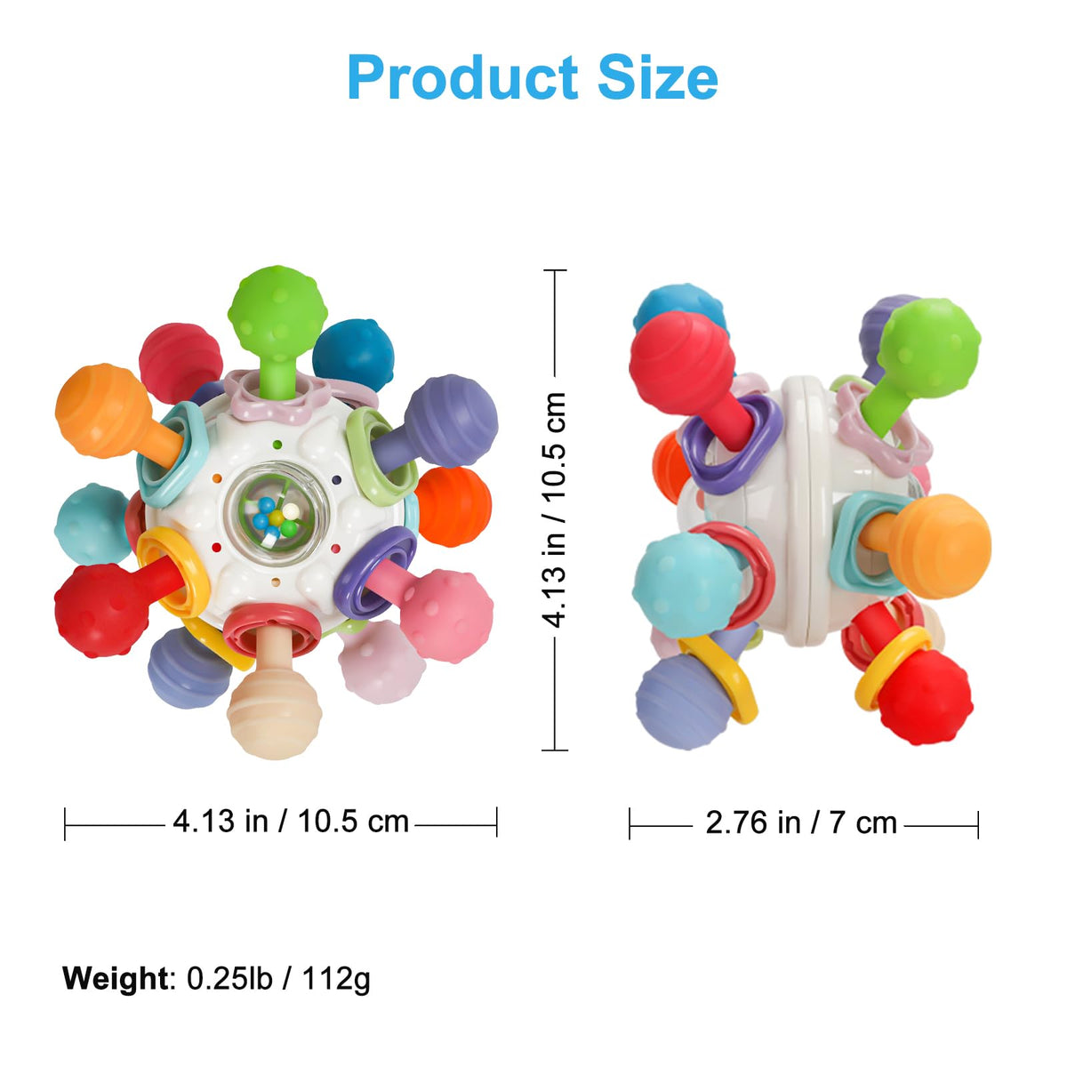 Baby Montessori Sensory Teething Toy 0-6 6-12 Months, Teether Ball & Rattle - Jansha Store