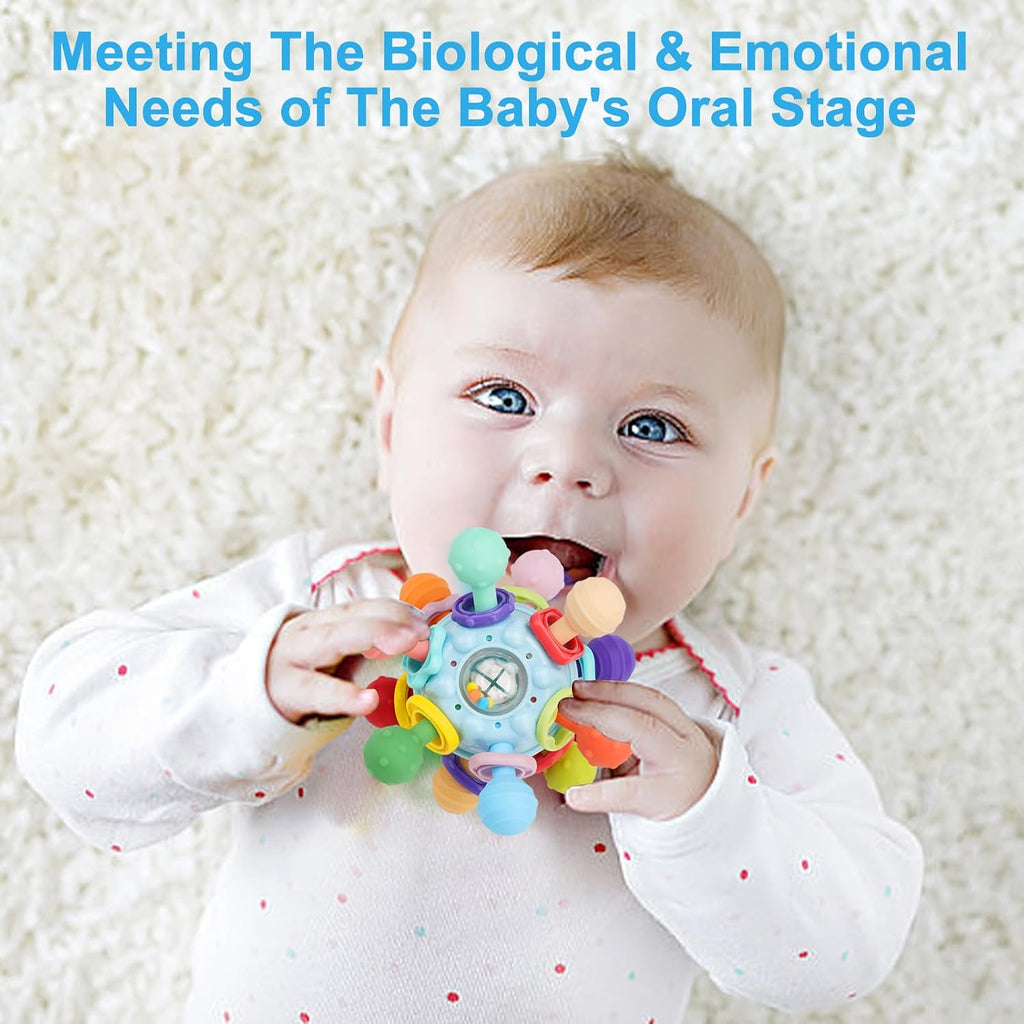 Baby Montessori Sensory Teething Toy 0-6 6-12 Months, Teether Ball & Rattle - Jansha Store