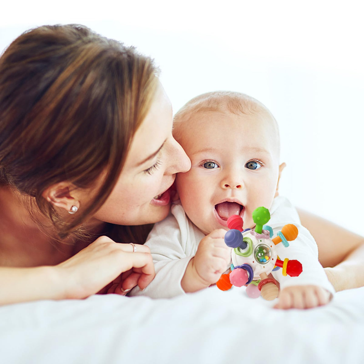 Baby Montessori Sensory Teething Toy 0-6 6-12 Months, Teether Ball & Rattle - Jansha Store