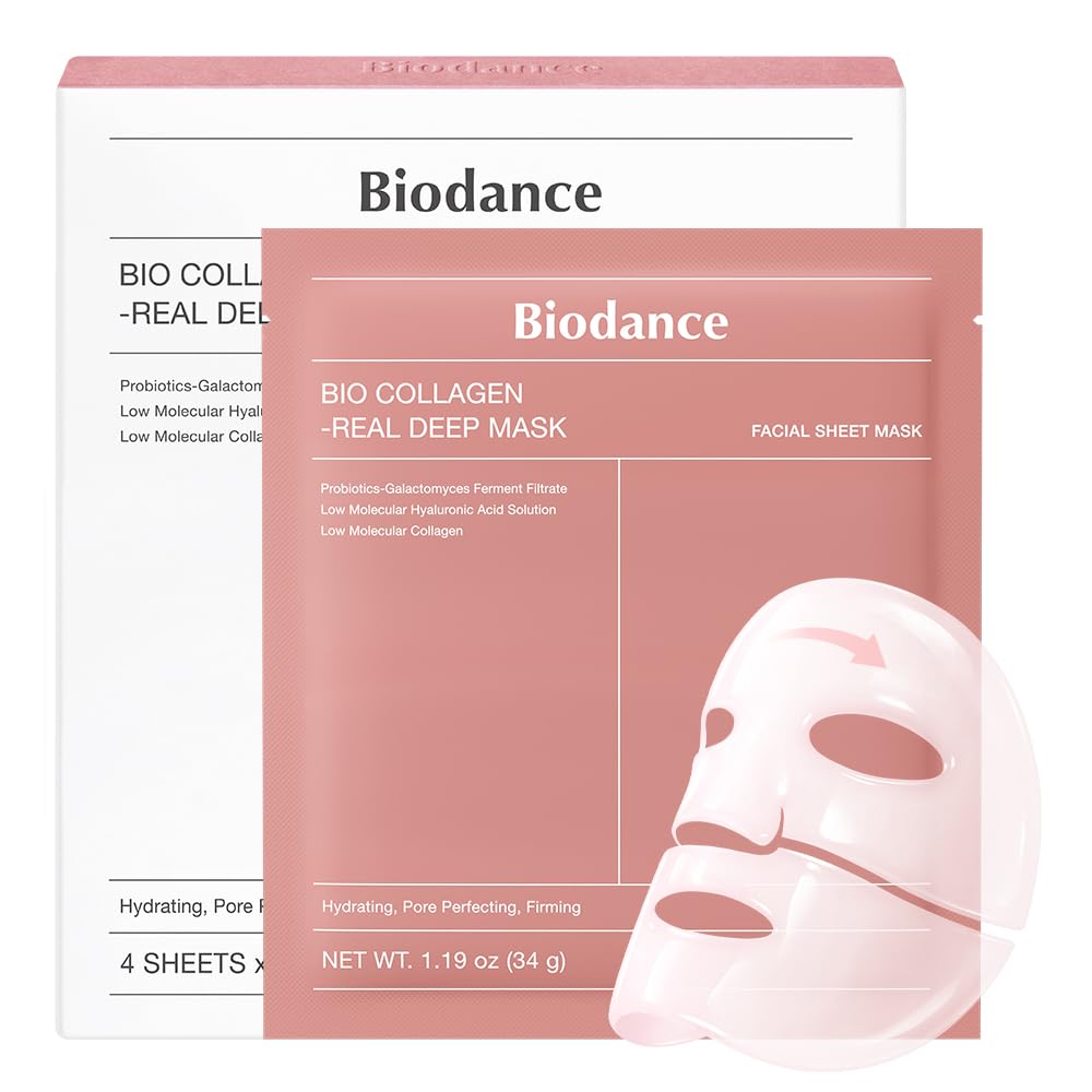 BIODANCE Bio-Collagen Real Deep Mask, Hydrating Overnight Hydrogel Face Mask, Pore Minimizing, Elasticity, Plumping, Travel Essentials & Self Care Gifts for Women, Korean Skin Care | 1.19oz(34g) x 4ea - Jansha Store