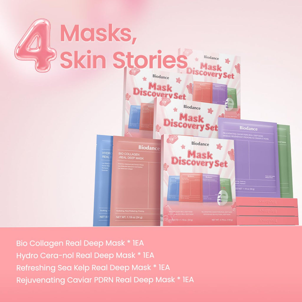 BIODANCE Bio-Collagen Real Deep Mask, Hydrating Overnight Hydrogel Face Mask, Pore Minimizing, Elasticity, Plumping, Travel Essentials & Self Care Gifts for Women, Korean Skin Care | 1.19oz(34g) x 4ea - Jansha Store