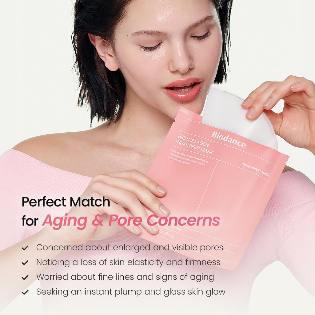 BIODANCE Bio-Collagen Real Deep Mask, Hydrating Overnight Hydrogel Face Mask, Pore Minimizing, Elasticity, Plumping, Travel Essentials & Self Care Gifts for Women, Korean Skin Care | 1.19oz(34g) x 4ea - Jansha Store